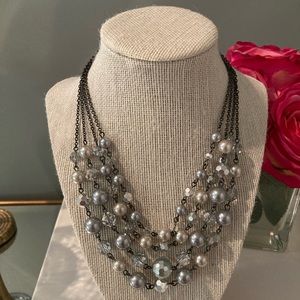 Lia Sophia multi strand silver beaded necklace
